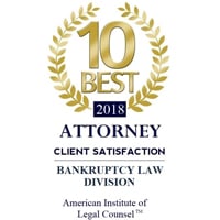 10 Best 2018 | Attorney Client Satisfaction | Bankruptcy Law Division | American Institute of Legal Counsel