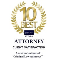 10 Best | 2019-2021 | 3 Years | Attorney Client Satisfaction | American Institute of Criminal Law Attorneys